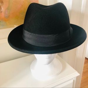 Vintage black wool felt bowler hat